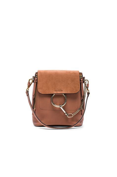 CHLOE Suede Calfskin Small Faye Backpack Nougat